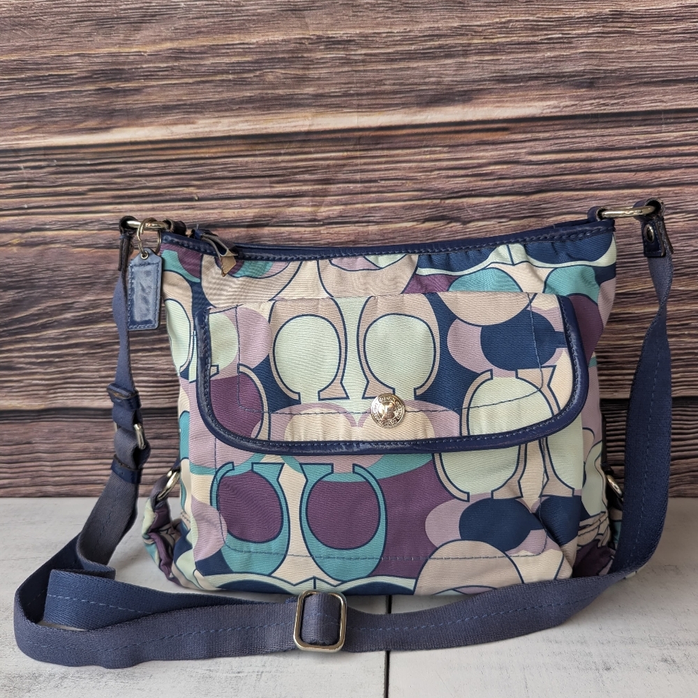 🌹Coach 18839 Kyra Multicolor Crossbody Bag - Blue, Purple, Cream